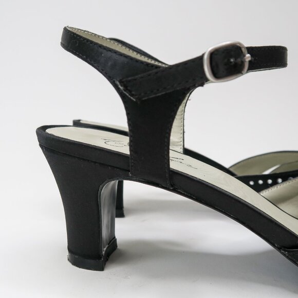 Vintage Y2K Metaphor Black Satin Rhinestone Heels - Picture 7 of 11